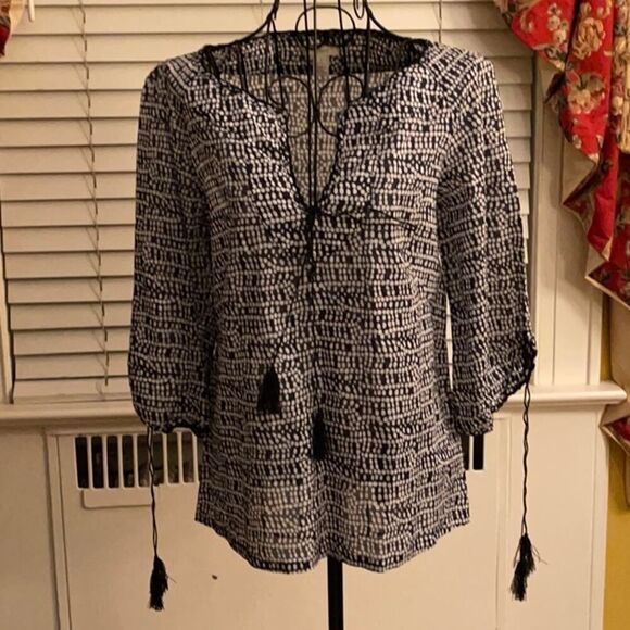 J. Crew navy tunic w tassels NWOT 0 - Picture 1 of 10